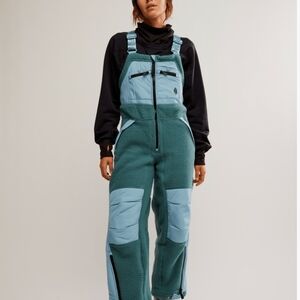 Free People Hit The Sloaps  Overalls - Midnight Jade Combo Size Small